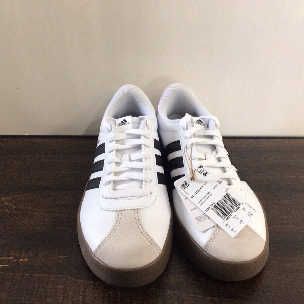 adidas White Black Athletic Sneakers with Gum Sole